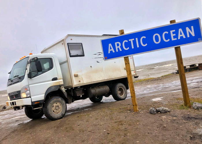 Overland vehicle reaches Arctic Circle.
