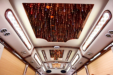 The luxurious interiors of the limousine bus